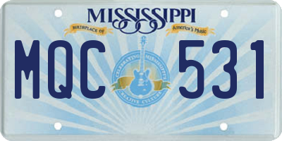 MS license plate MQC531