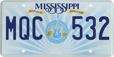 MS license plate MQC532