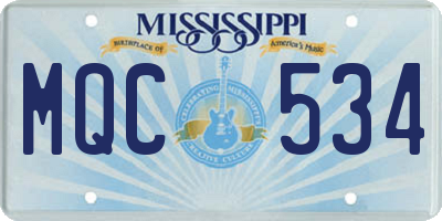 MS license plate MQC534