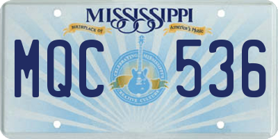 MS license plate MQC536