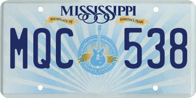 MS license plate MQC538