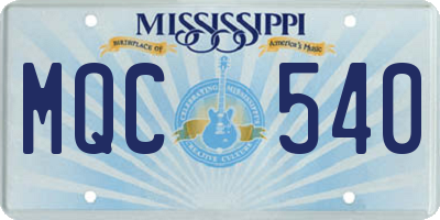 MS license plate MQC540