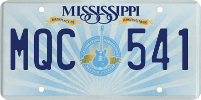 MS license plate MQC541