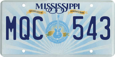 MS license plate MQC543