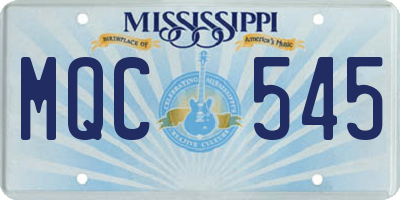 MS license plate MQC545