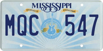 MS license plate MQC547