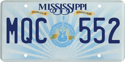 MS license plate MQC552