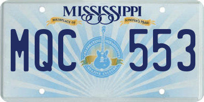 MS license plate MQC553