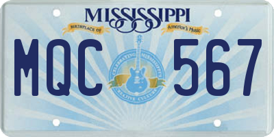 MS license plate MQC567