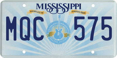MS license plate MQC575