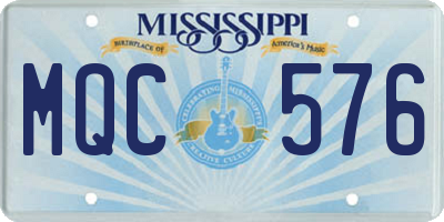 MS license plate MQC576