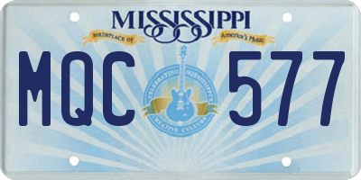 MS license plate MQC577