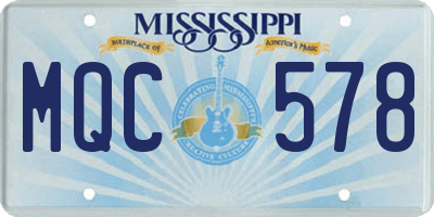 MS license plate MQC578