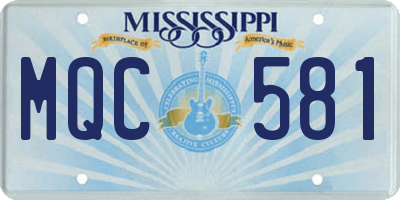 MS license plate MQC581