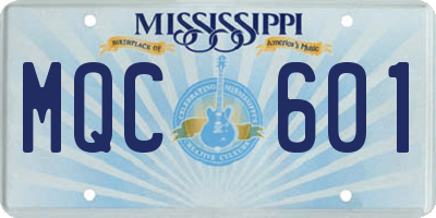 MS license plate MQC601