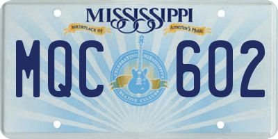 MS license plate MQC602
