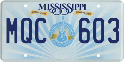 MS license plate MQC603