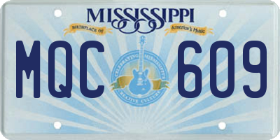 MS license plate MQC609