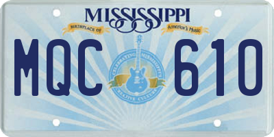 MS license plate MQC610