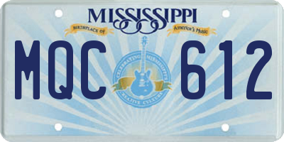 MS license plate MQC612