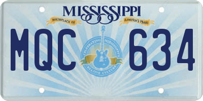 MS license plate MQC634