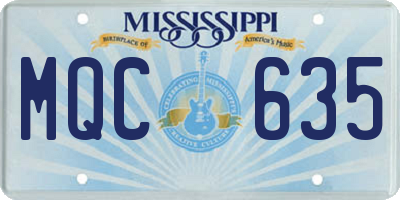 MS license plate MQC635