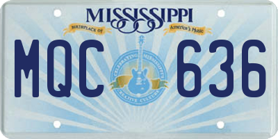 MS license plate MQC636