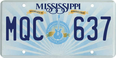 MS license plate MQC637