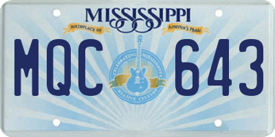 MS license plate MQC643