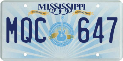 MS license plate MQC647