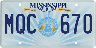 MS license plate MQC670