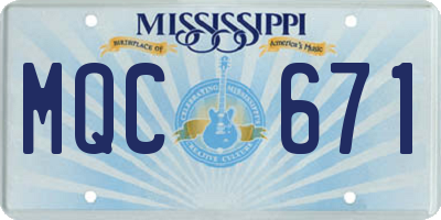 MS license plate MQC671