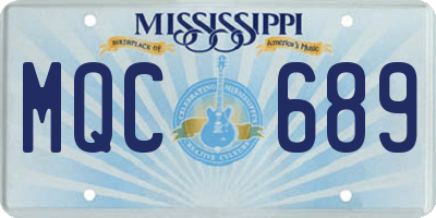 MS license plate MQC689