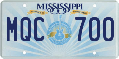 MS license plate MQC700