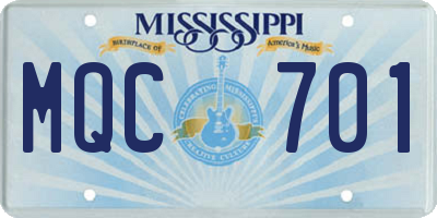 MS license plate MQC701