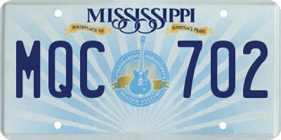 MS license plate MQC702