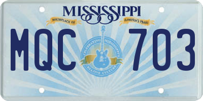 MS license plate MQC703