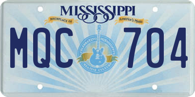 MS license plate MQC704