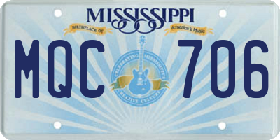 MS license plate MQC706