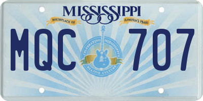 MS license plate MQC707