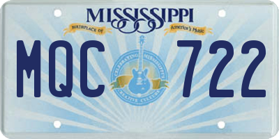 MS license plate MQC722