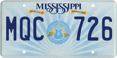MS license plate MQC726