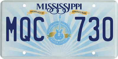 MS license plate MQC730