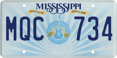MS license plate MQC734