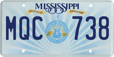 MS license plate MQC738