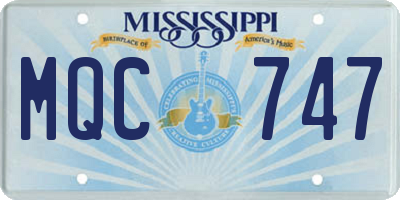 MS license plate MQC747
