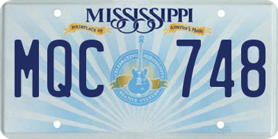MS license plate MQC748