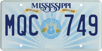 MS license plate MQC749