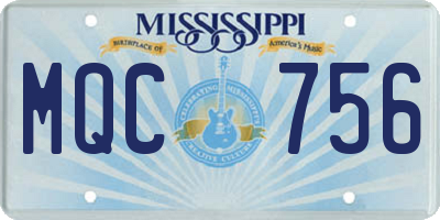 MS license plate MQC756