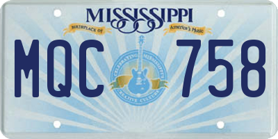MS license plate MQC758